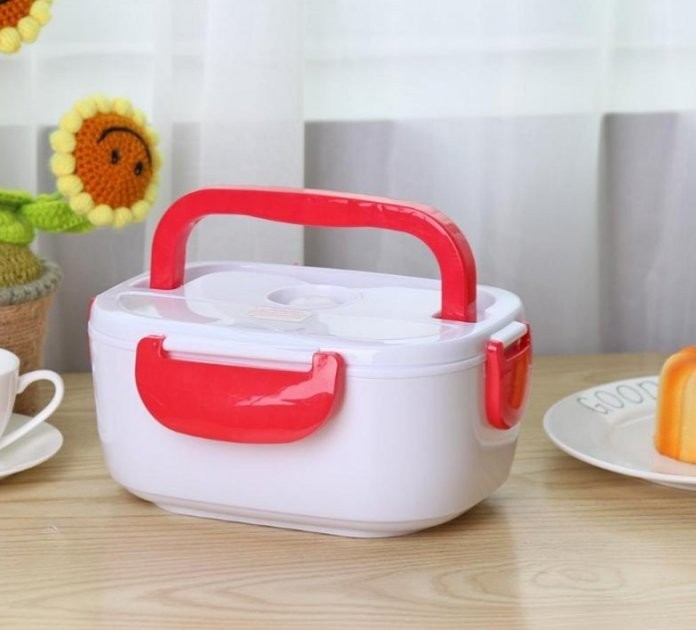 

Ланч бокс электрический контейнер для еды с подогревом The Electric Lunch Box от сети 220V Бело-красный