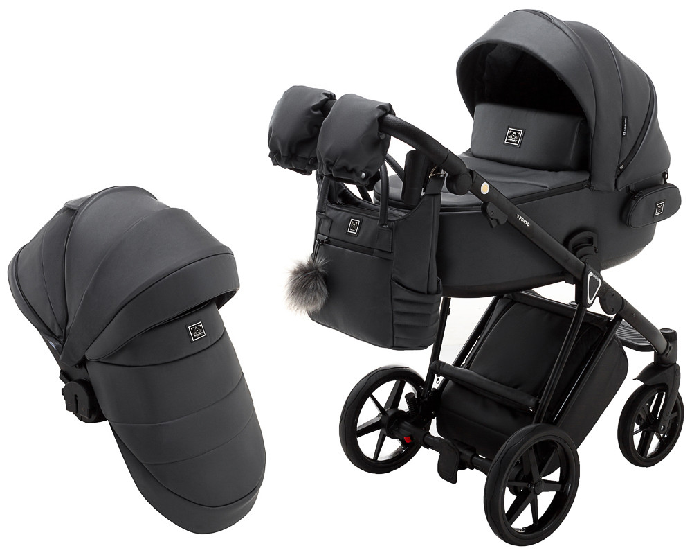 

Коляска 2 в 1 Adamex Porto ECO кожа 100% SA-5 графит