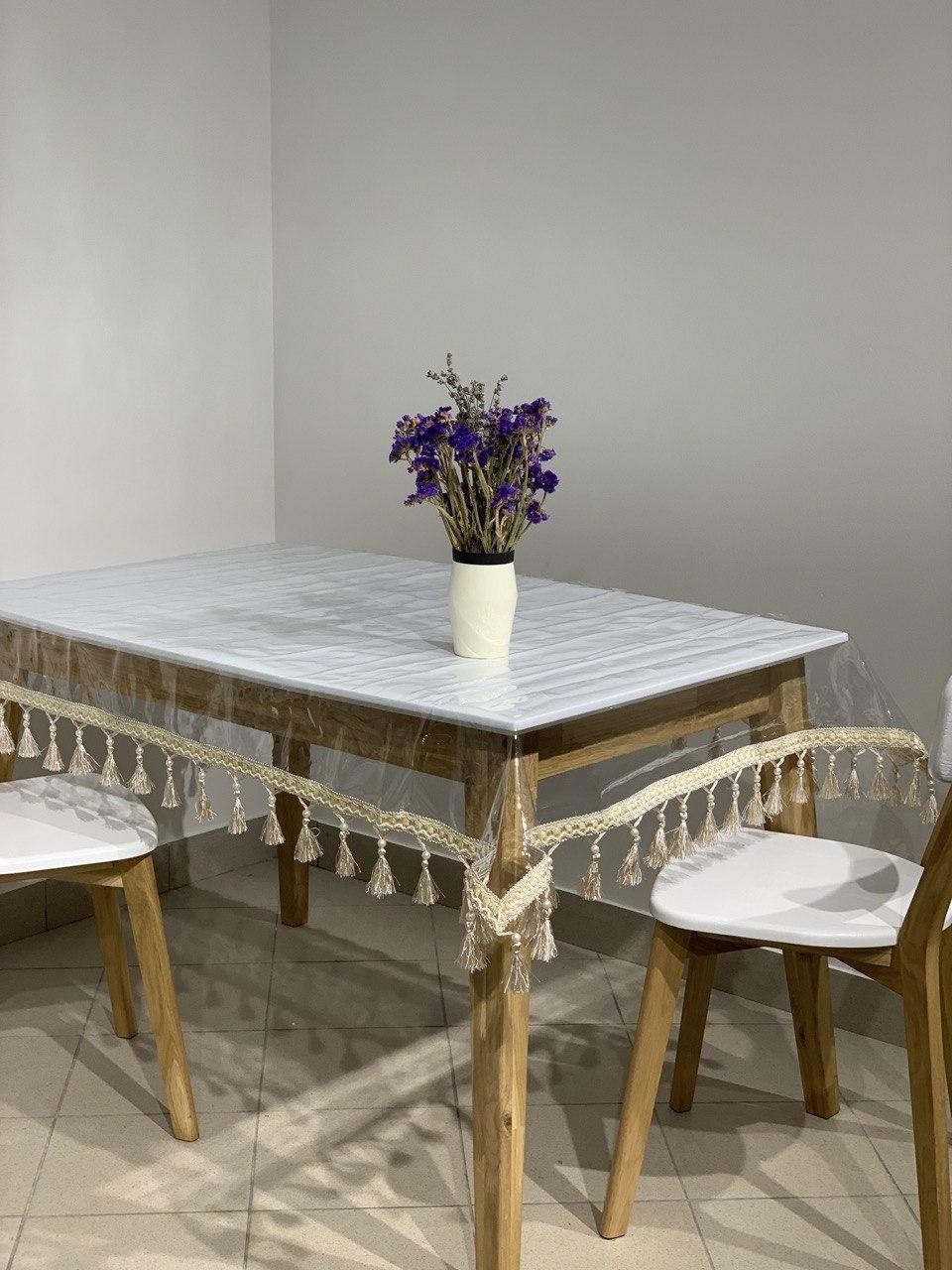 

Силиконовая Скатерть с бахромой 210х130 см Молочный