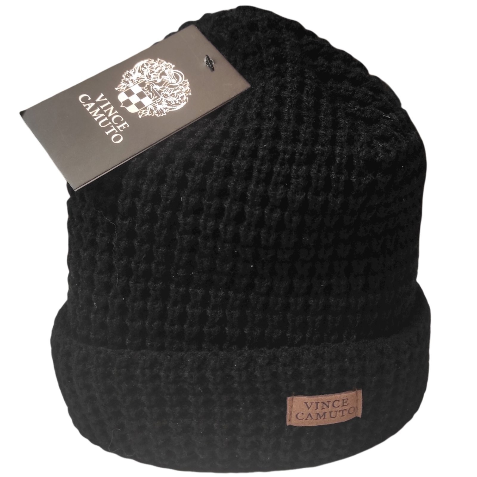 

Шапка Vince Camuto вязаная, толстая с логотипом спереди, черный, HT1400