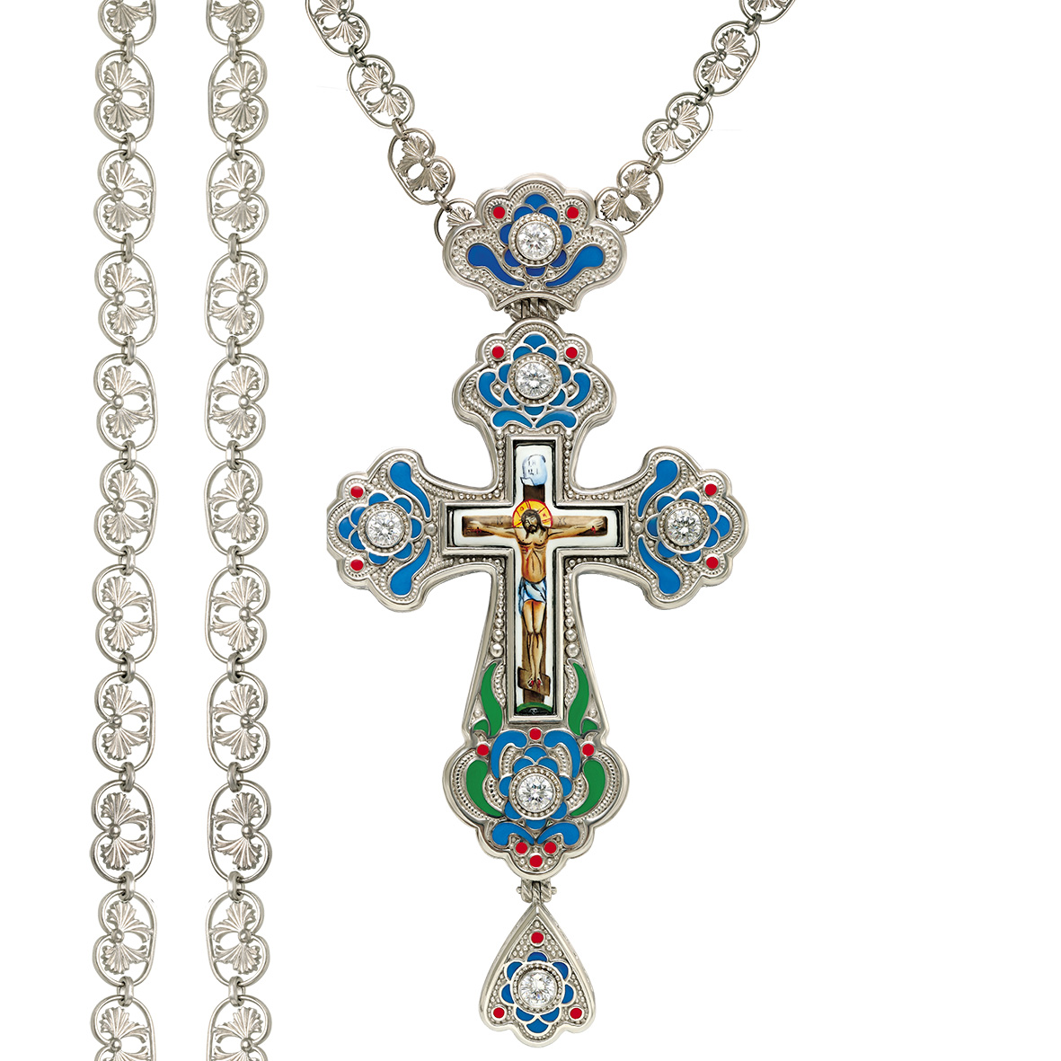 

Наперсный крест (с цепью) с фианитами и эмалью Tango Jewellery Company 270100А
