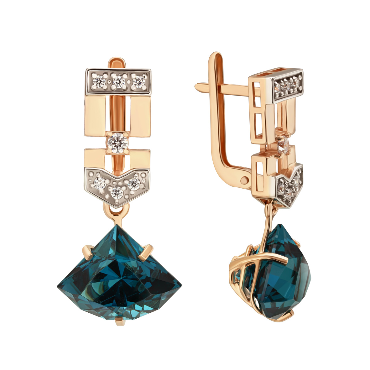 

Золотые серьги с голубым топазом и фианитами Tango Jewellery Company 451392