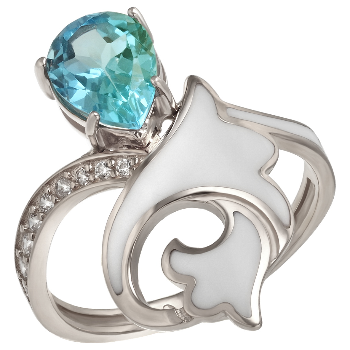 

Серебряное кольцо с нанокристаллом, фианитами и эмалью Tango Jewellery Company 330677А размер 16.5