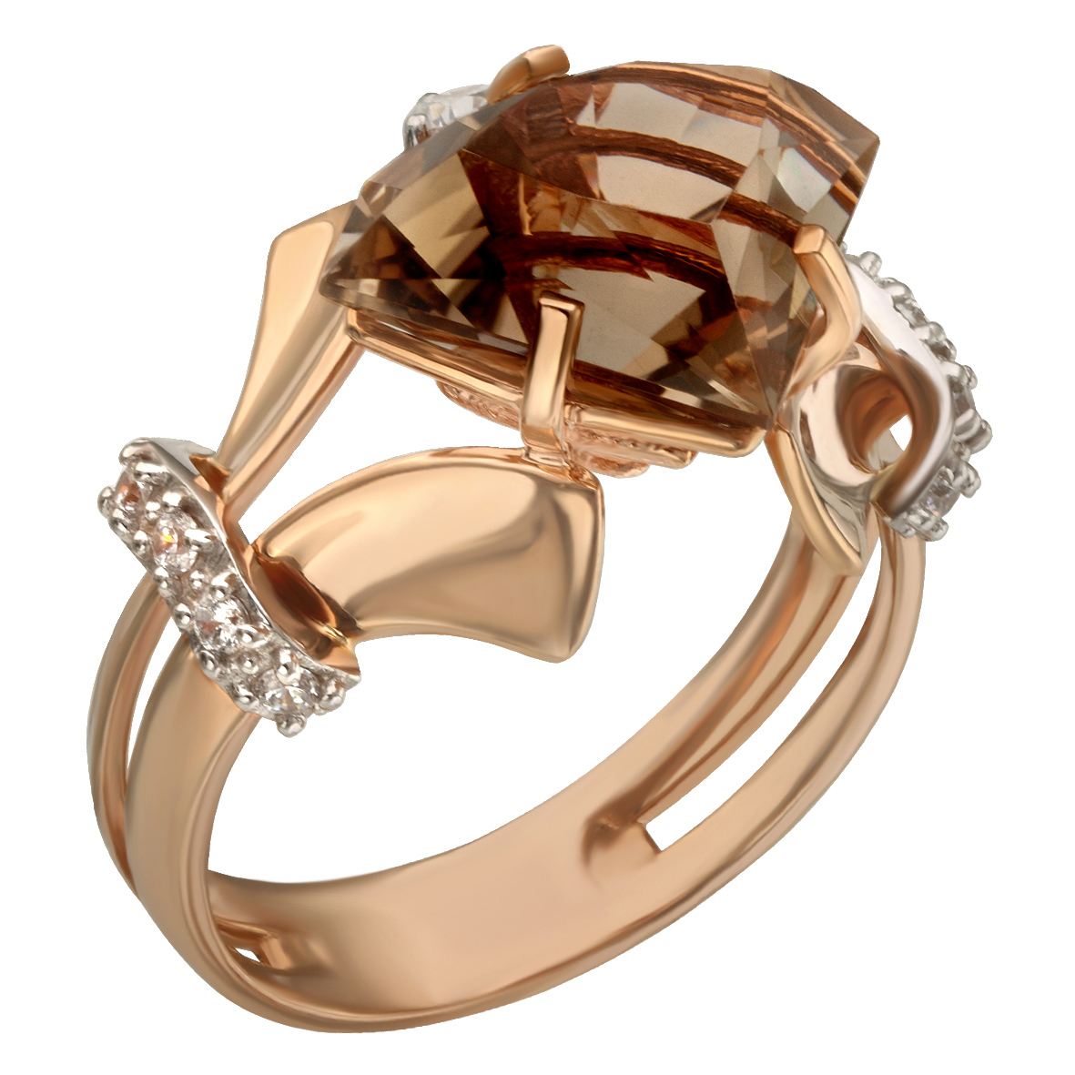 

Золотое кольцо с кварцем и фианитами Tango Jewellery Company 378765 размер 19