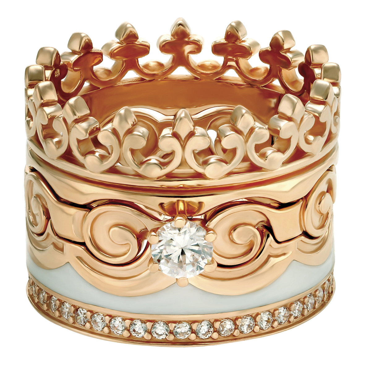 

Золотое кольцо-корона с фианитами и эмалью Tango Jewellery Company 330091Е размер 16