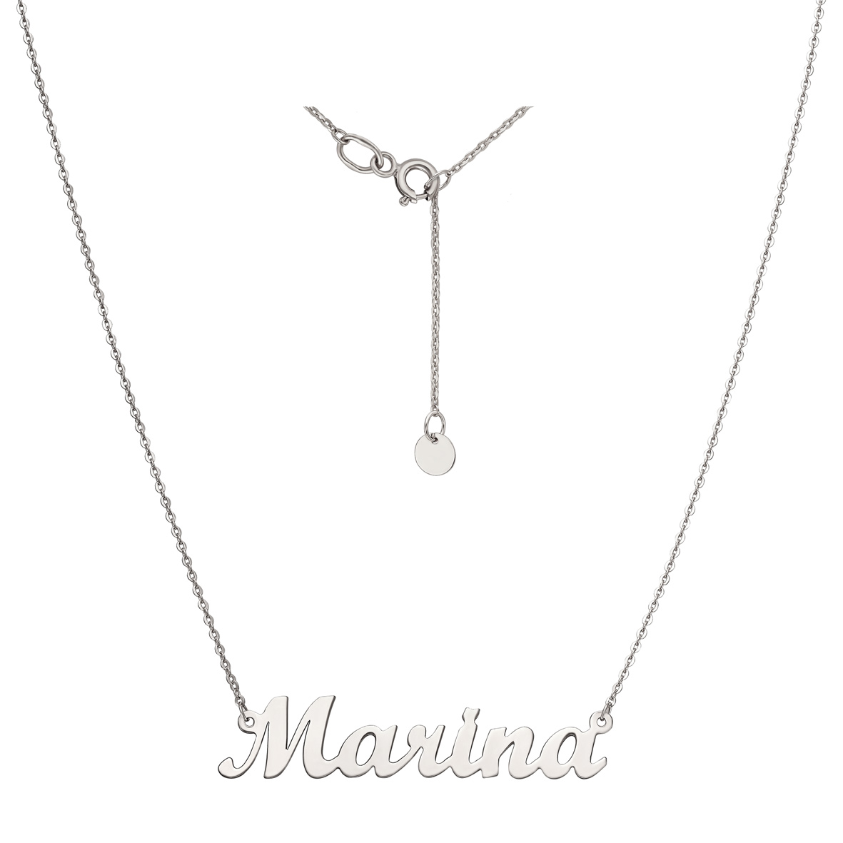 

Именное колье Marina (Марина) из родированного серебра Tango Jewellery Company 860301С размер 450