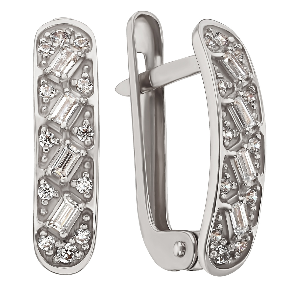 

Сережки в белом золоте со вставками фианитов (циркония) Tango Jewellery Company 490009В