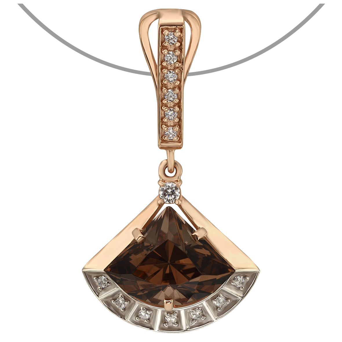 

Золотой кулон с вставками из кварца/дымчатого кварца и фианитов Tango Jewellery Company 198144