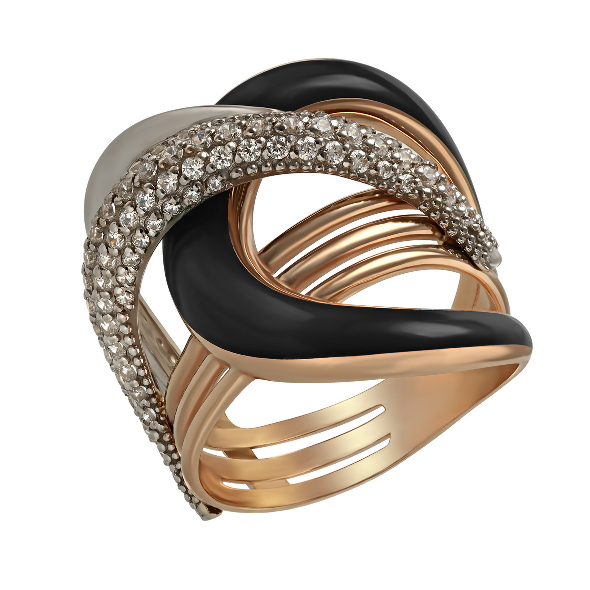 

Золотое кольцо с фианитами и эмалью Tango Jewellery Company 330072Е размер 19.5
