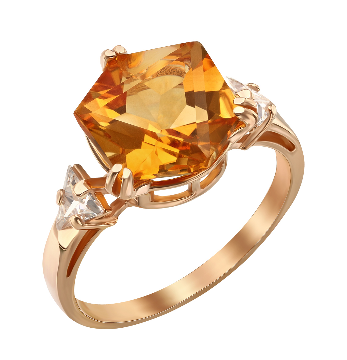 

Золотое кольцо с цитрином и фианитами Tango Jewellery Company 369684 размер 18