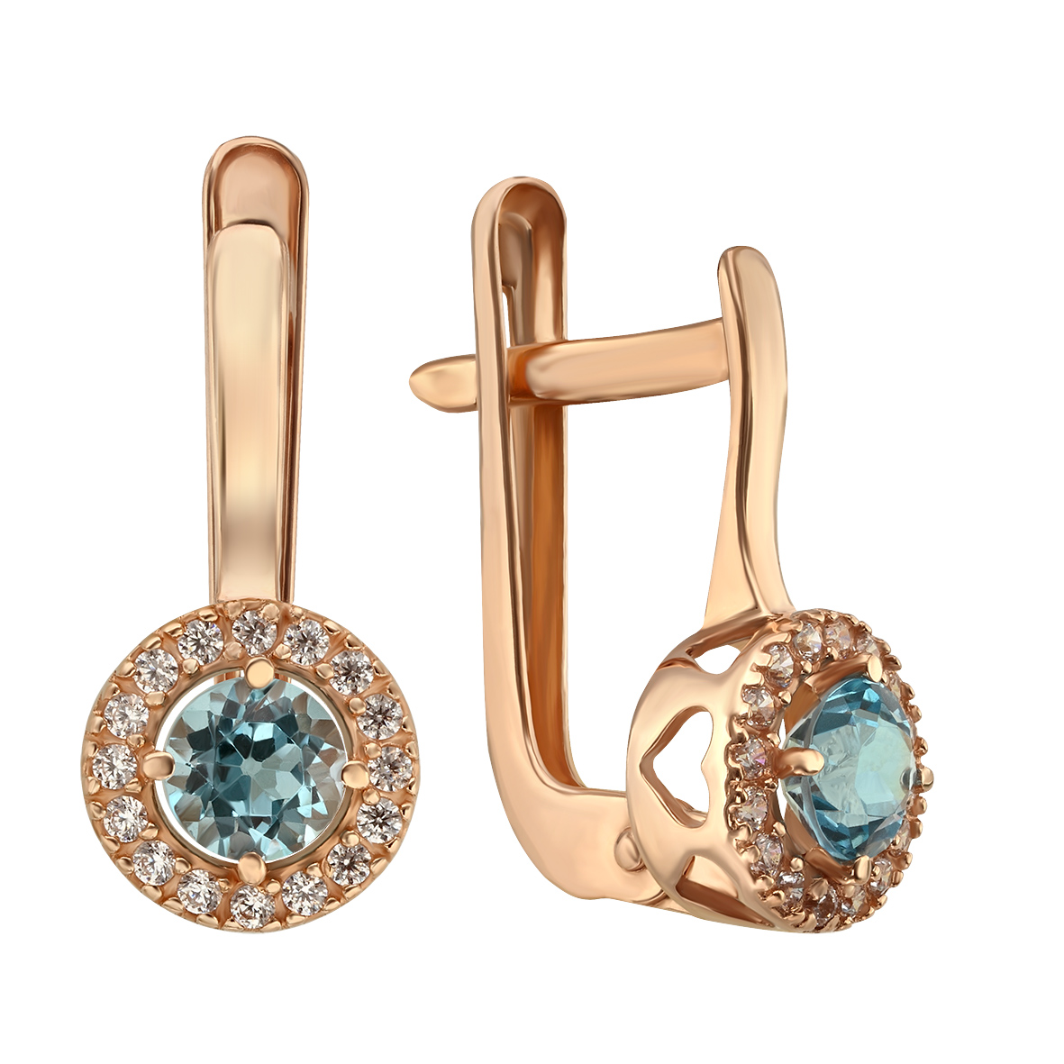 

Золотые серьги с голубым топазом и фианитами Tango Jewellery Company 441767