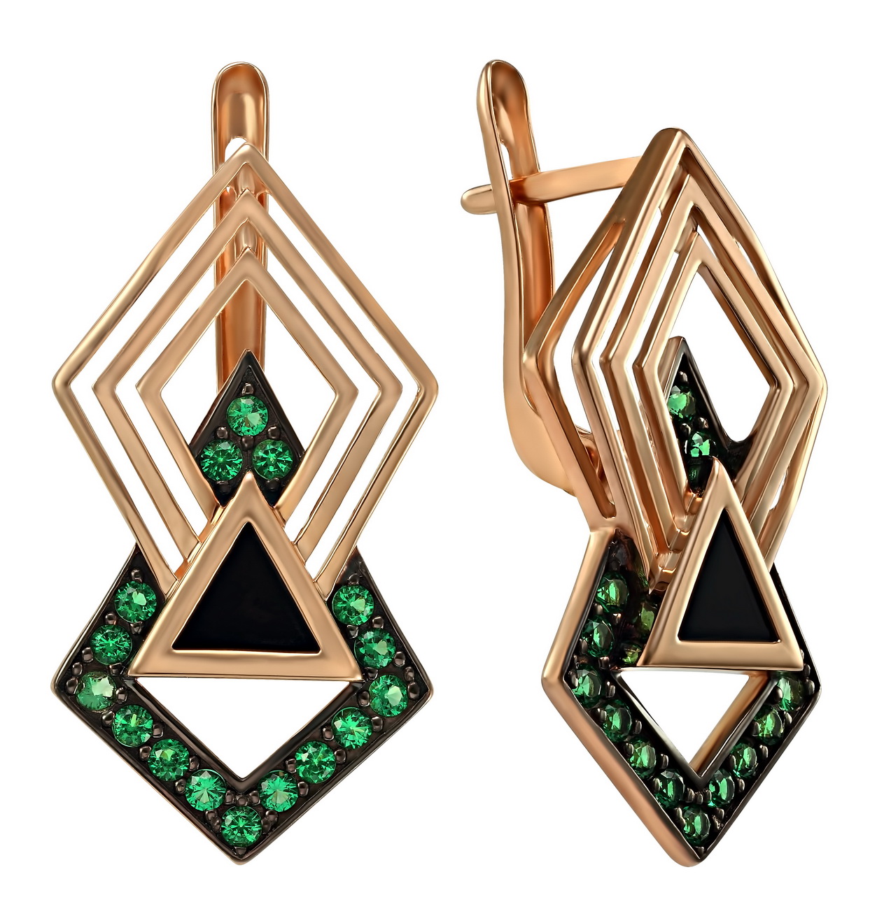 

Золотые серьги с агатом и фианитами Tango Jewellery Company 449672