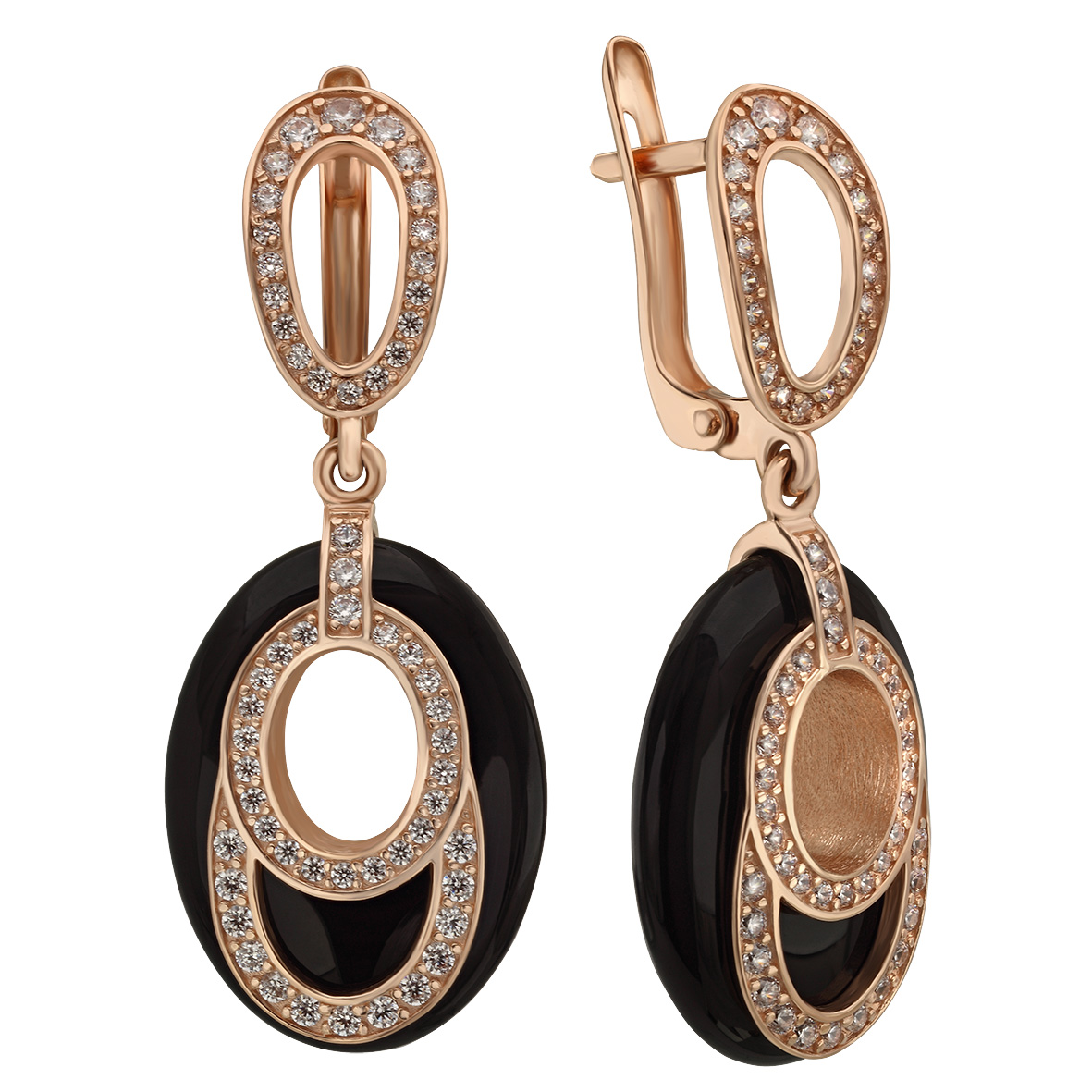 

Золотые серьги-подвески с агатом и фианитами Tango Jewellery Company 459383