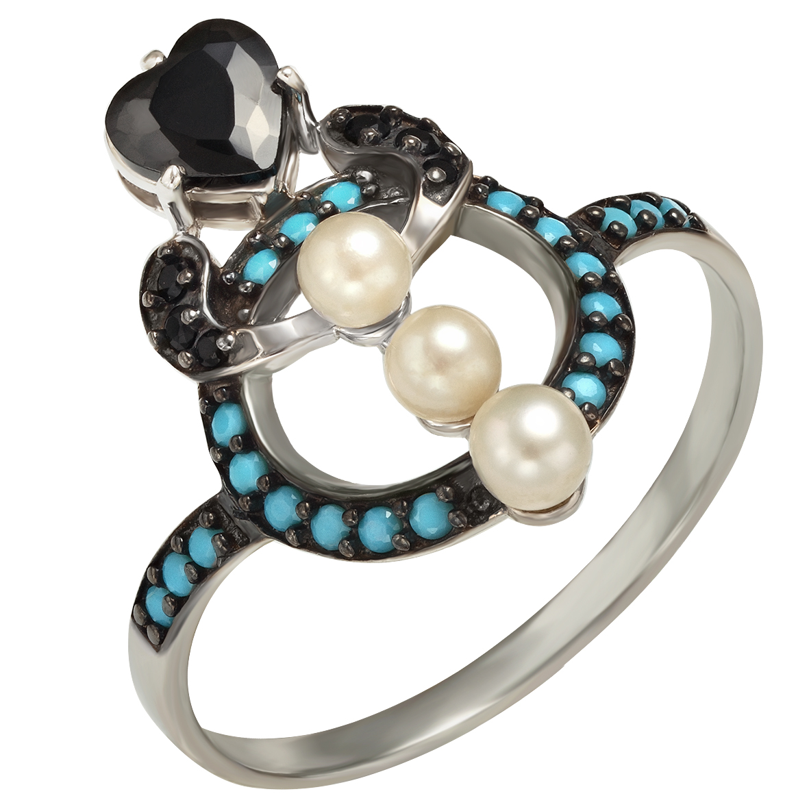 

Серебряное кольцо с жемчугом, фианитами и нанокристаллами Tango Jewellery Company 380190С размер 16