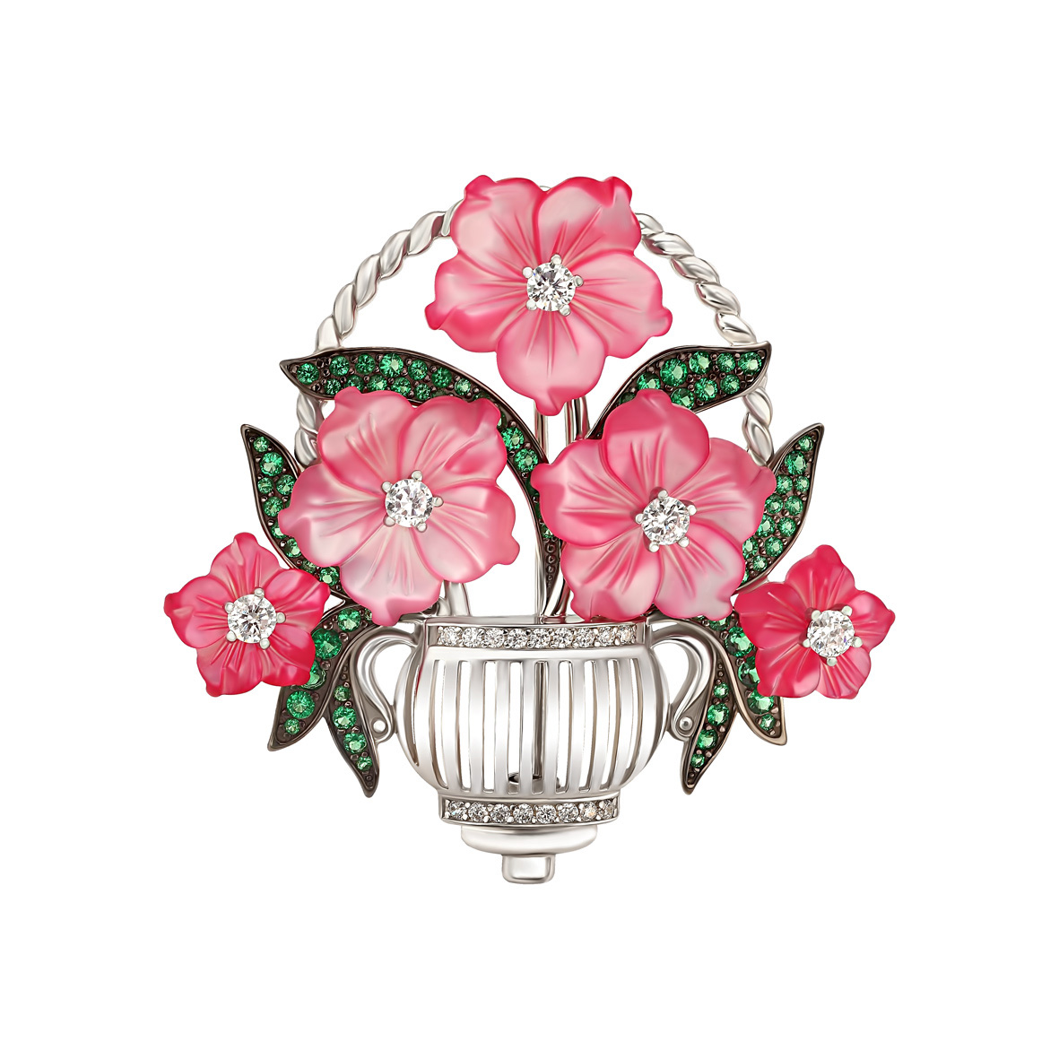 

Серебряная брошь со вставками перламутра и фианитов Tango Jewellery Company 660150С