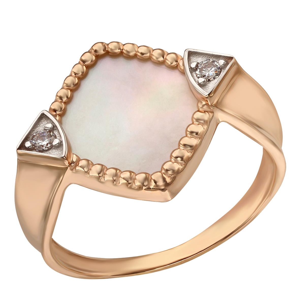 

Золотое кольцо с агатом (ониксом)/перламутром и фианитами Tango Jewellery Company 369643 размер 18.5