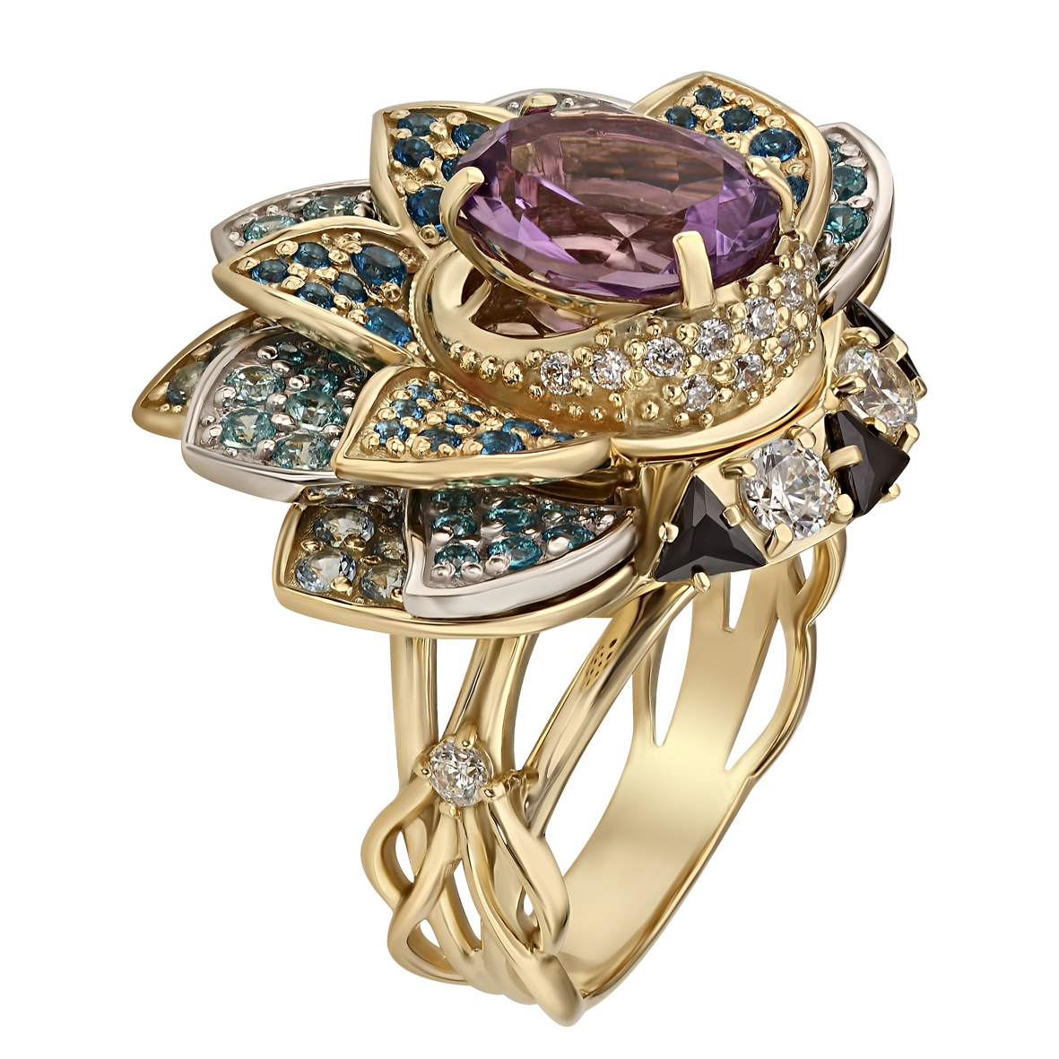 

Золотое кольцо с аметистом и фианитами Tango Jewellery Company 373776М размер 17.5