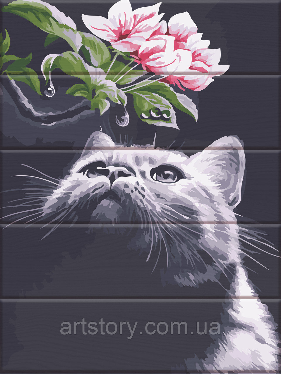 

Картина по номерам на дереве "Кот и магнолия" 30*40 см (ASW102)