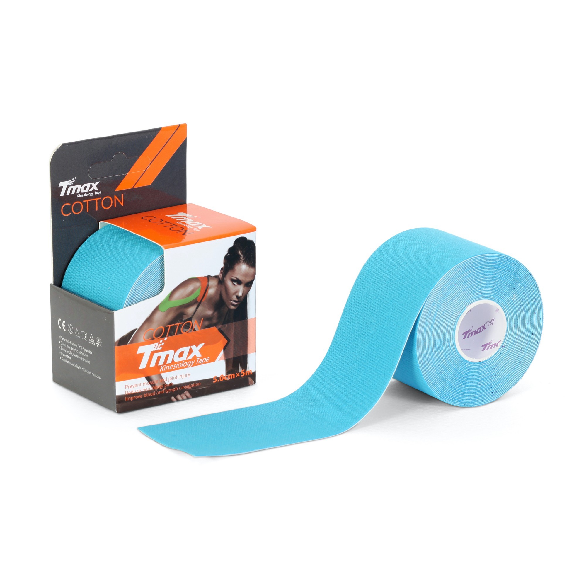 

Кинезио тейп Tmax Cotton Tape 5смx5м голубой TCBl
