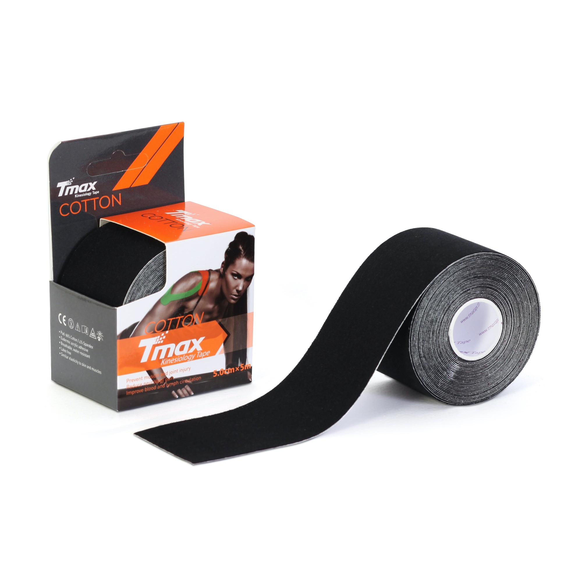 

Кинезио тейп Tmax Cotton Tape 5смx5м черный TCBk
