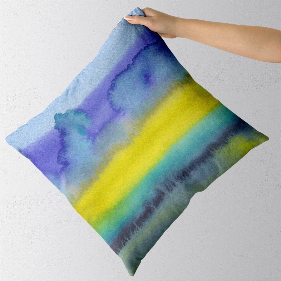 

Подушка декоративная с принтом "Сине-желтые разводы" Presentvelle декоративная подушка ШЕЛК 45х45 см оригинальная диванная подушка