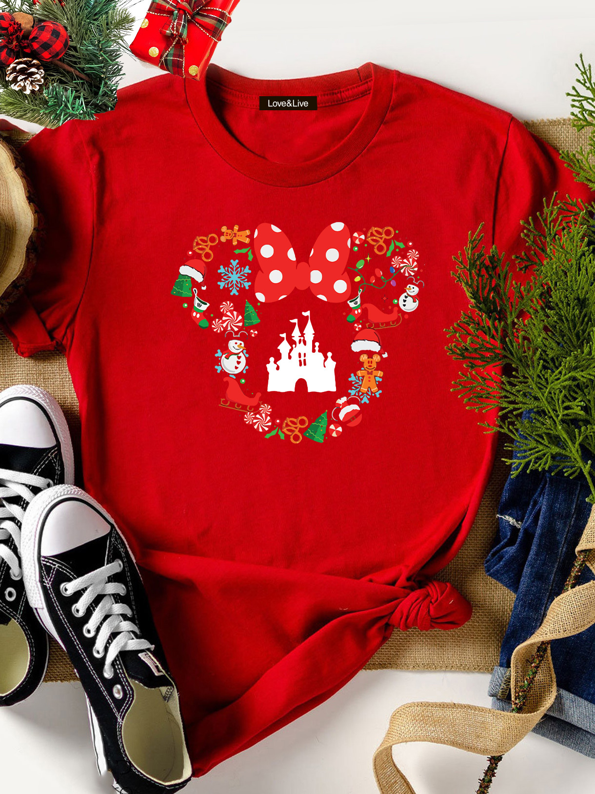 

Футболка Love&Live Minnie New Year LLP01321  Красная, Футболка Love&Live Minnie New Year LLP01321 XL Красная