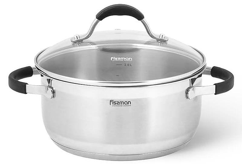 

Кастрюля Fissman Magnifika 3л с силиконовыми накладками на ручках