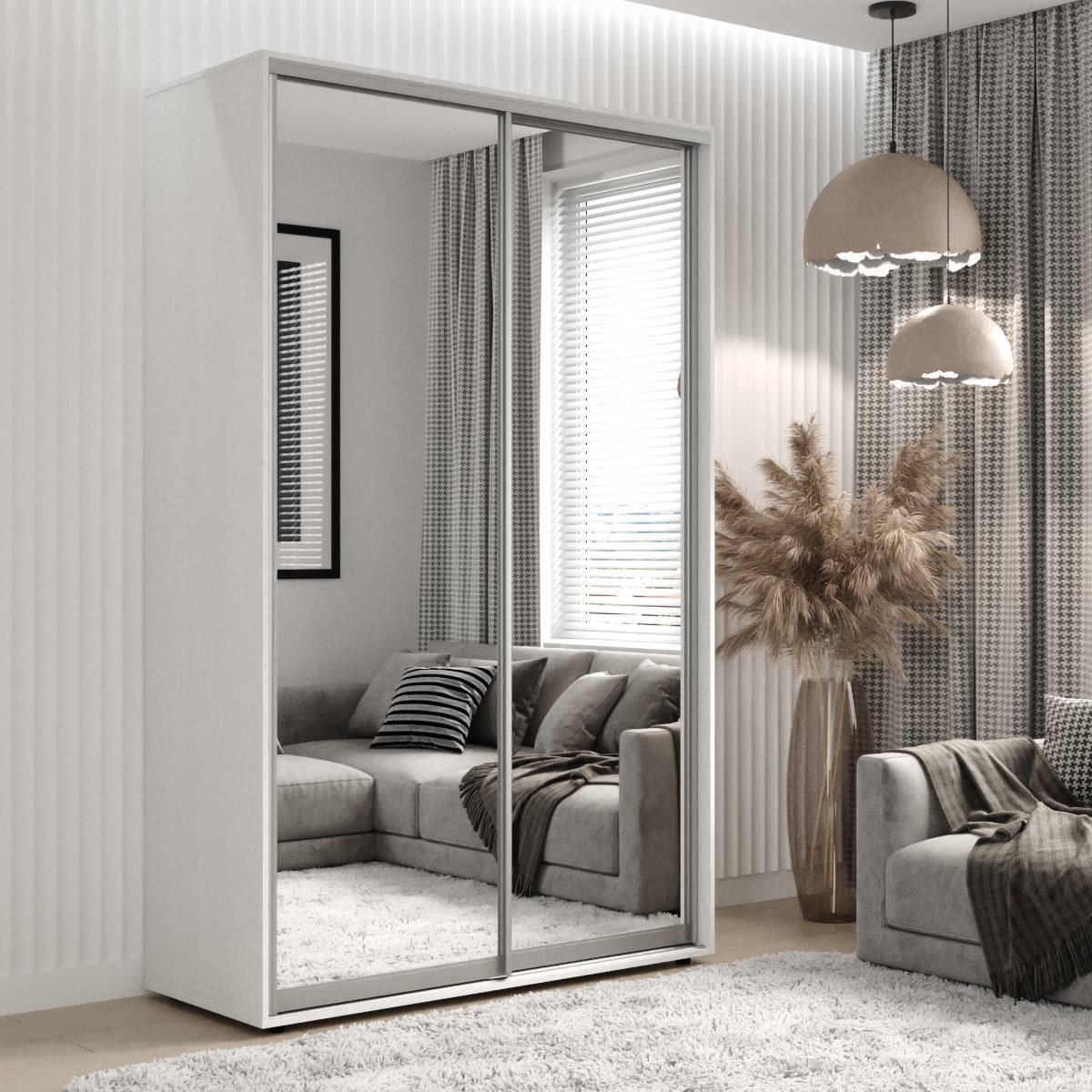 

Двухдверный шкаф купе Viant 3-7 150x60x220 Белый Зер + Зер