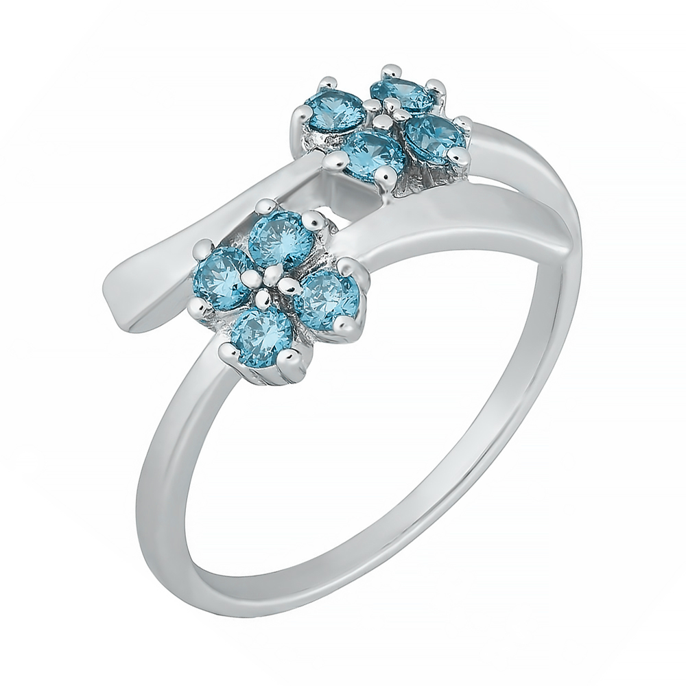 

Серебряное кольцо с голубыми фианитами 000028140 18 размера