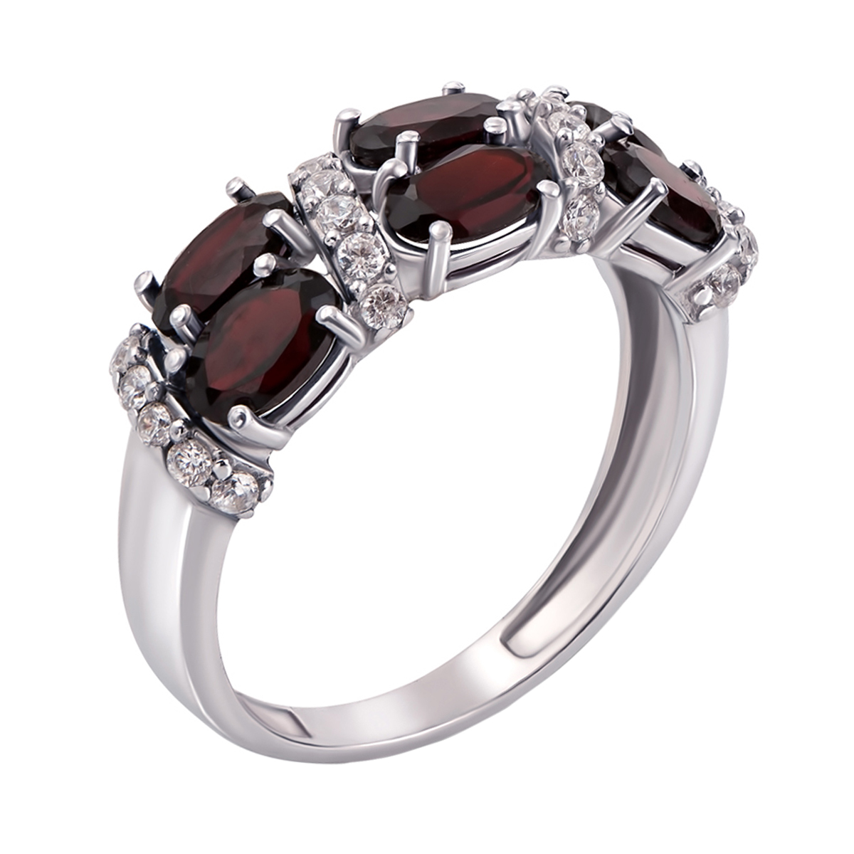 

Серебряное кольцо с гранатами и фианитами 000010796 16.5 размера