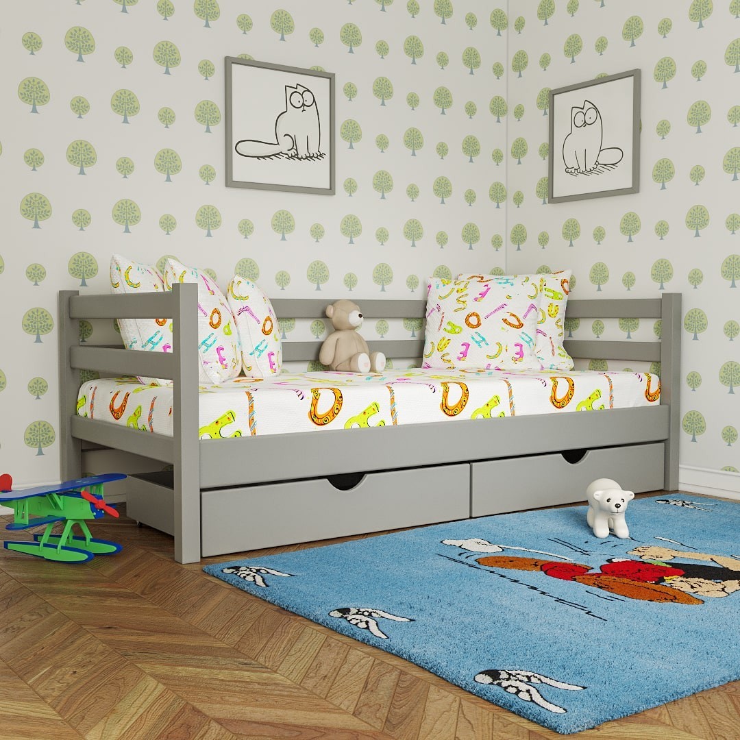 

Детская кровать MEBLIUS Соня 80 см x 200 см Серая с выдвижными ящиками