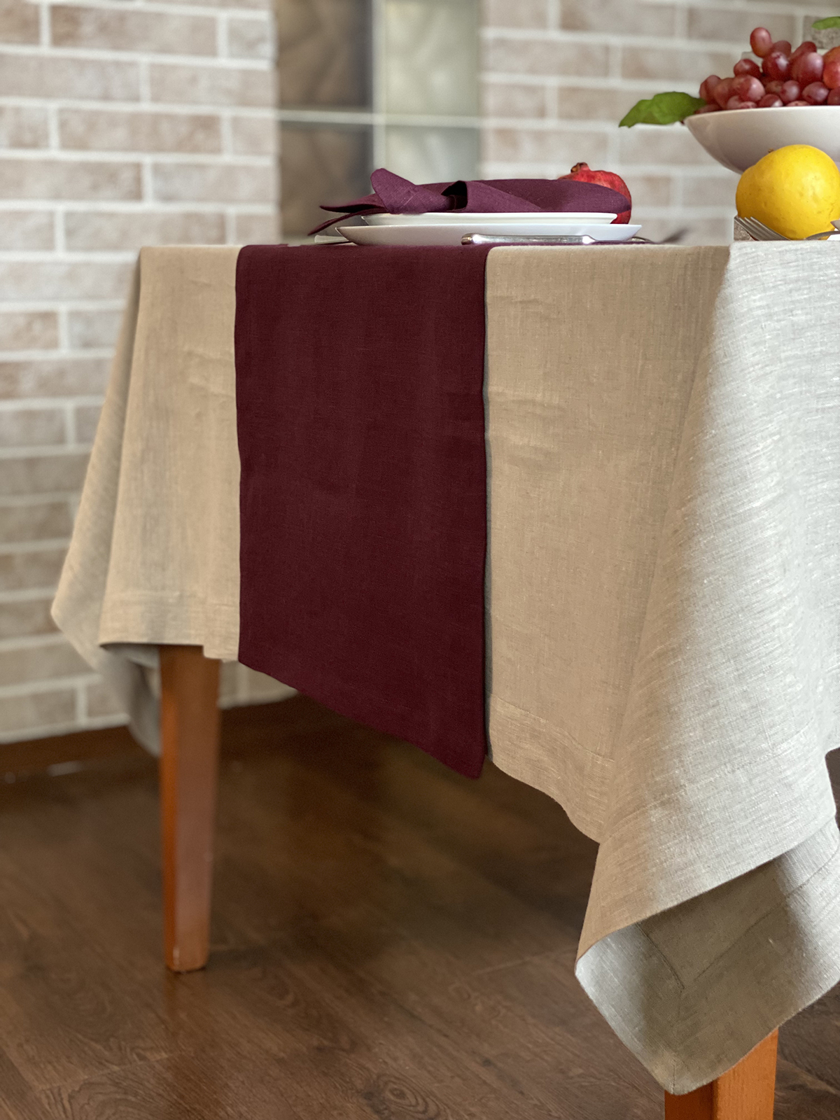 

Льняная скатерть-дорожка Раннер сангрия 40 x 150 см - linen island - linen island