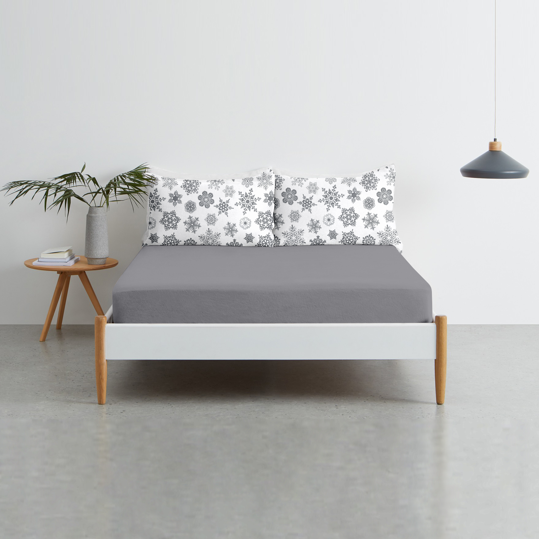 

Простынь на резинке Cosas Snowflakes Grey Graphite 90x200x20 + наволочки 50х70 2 шт