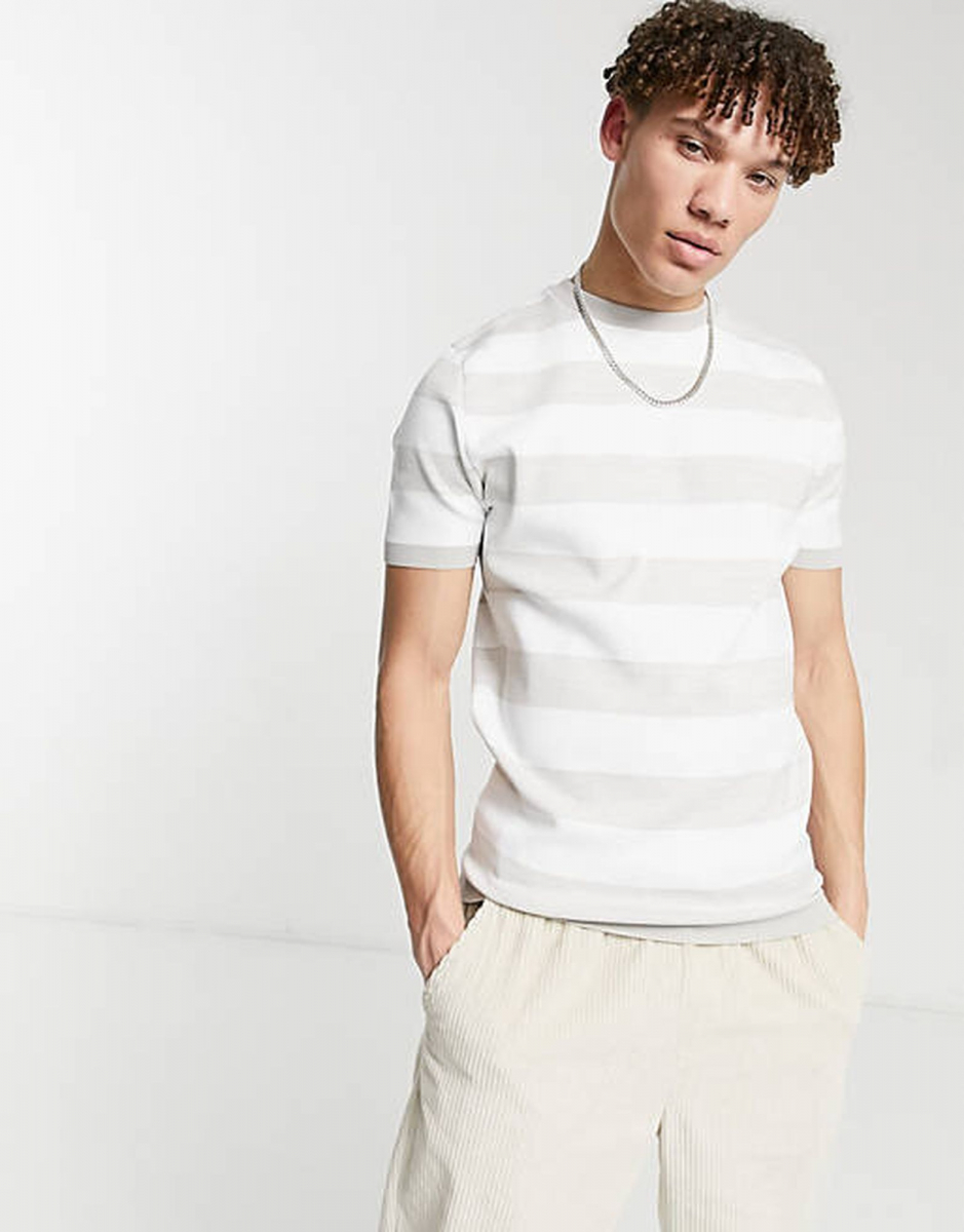 

Футболка в полоску River Island 1889515 stone  Cерый, Футболка в полоску River Island 1889515 stone XL Cерый
