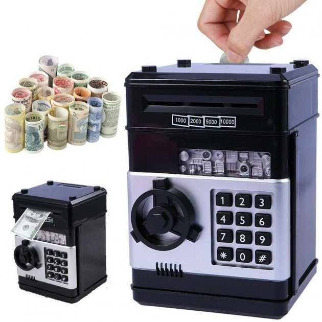 

Сейф копилка детская с кодовым замком Children's piggy bank Черный Toys 881506