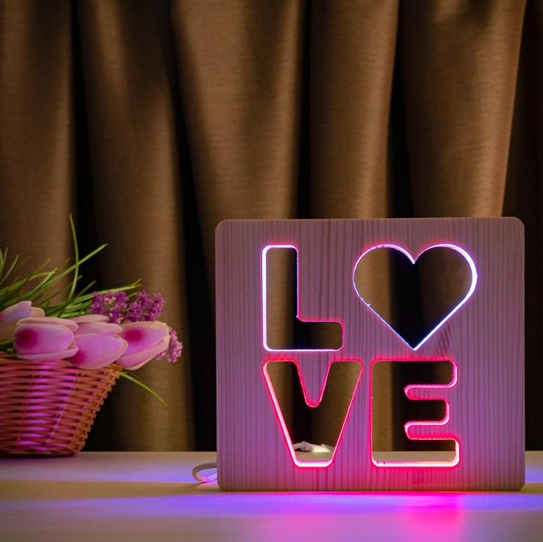 

Ночник светильник LED LOVE с пультом и регулировкой цвета (двойной RGB)