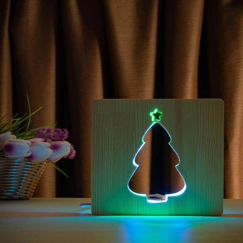 

Ночник светильник LED Елочка с пультом и регулировкой цвета (двойной RGB)