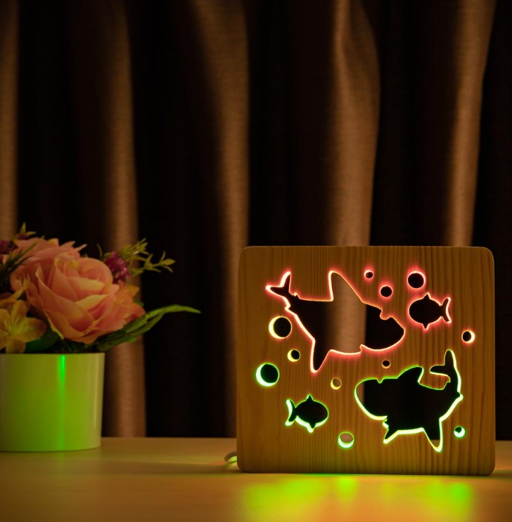 

Ночник светильник LED Акулы с пультом и регулировкой цвета (двойной RGB)