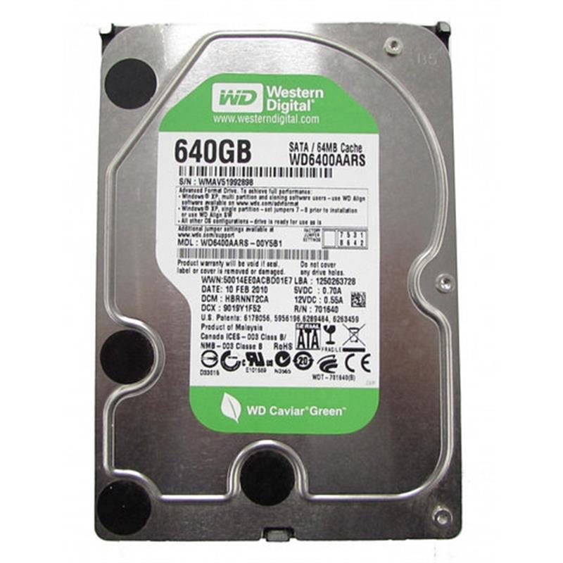 

HDD SATA 640GB WD Caviar Green 64MB (WD6400AARS) Refurbished
