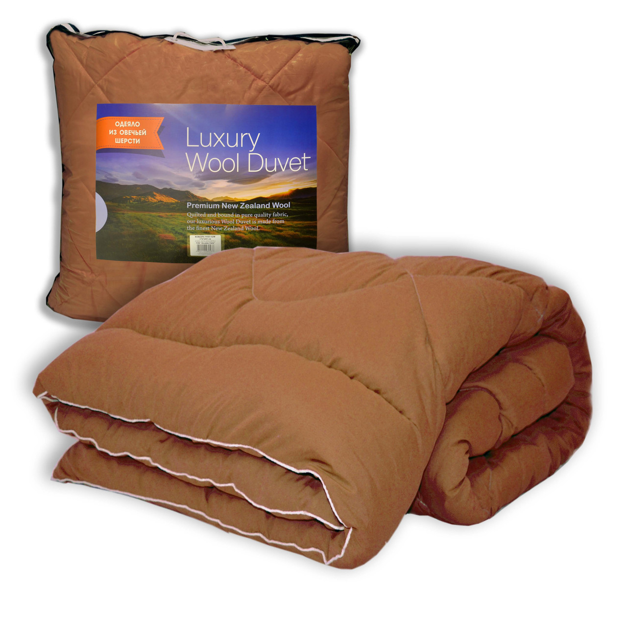 

Одеяло Долина Снов из овечьей шерсти в микрофибре 172x205 см brown