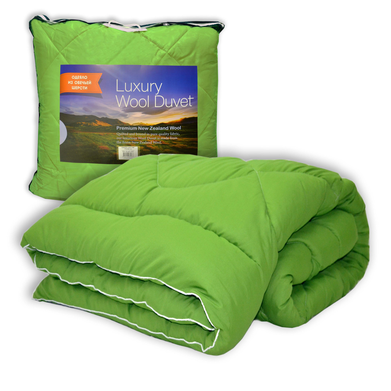 

Одеяло Долина Снов из овечьей шерсти в микрофибре 172x205 см green