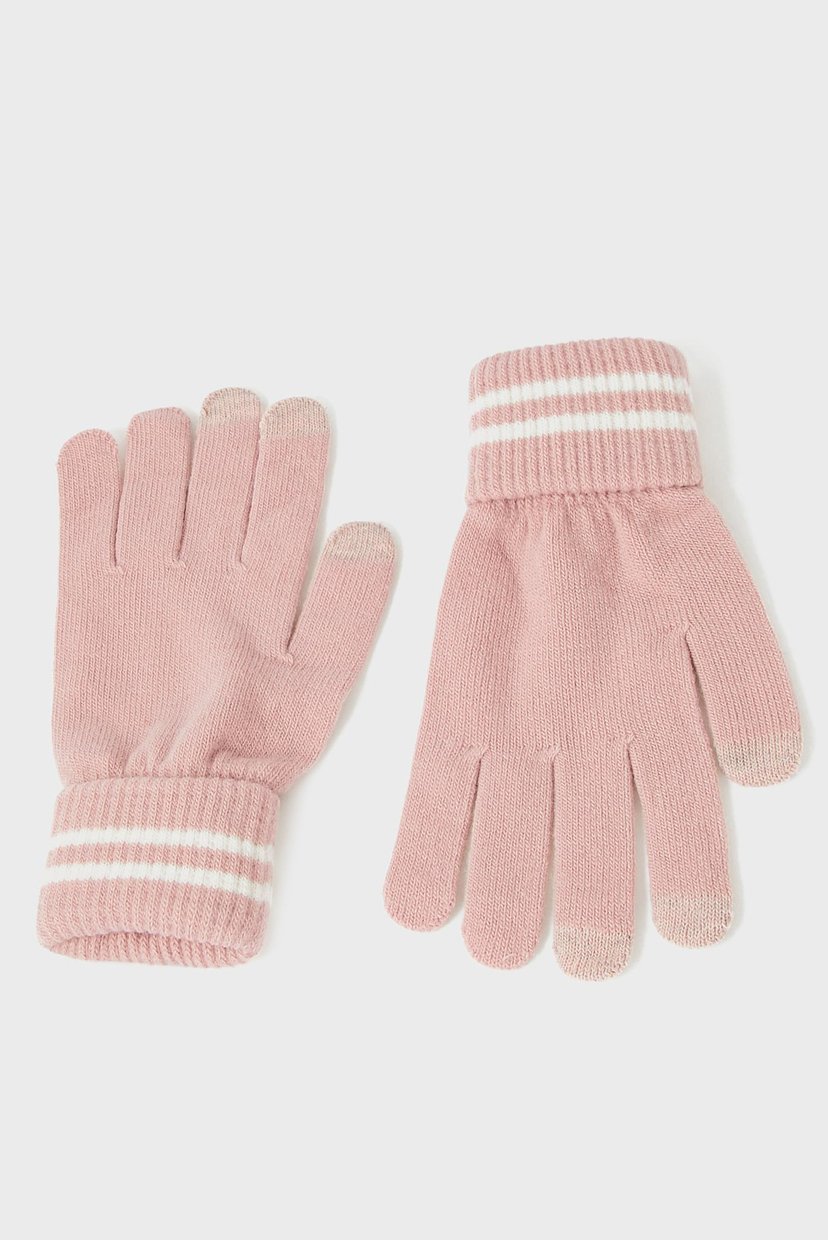 

Женские розовые перчатки Varsity Stripe Touch Accessorize OS 292026