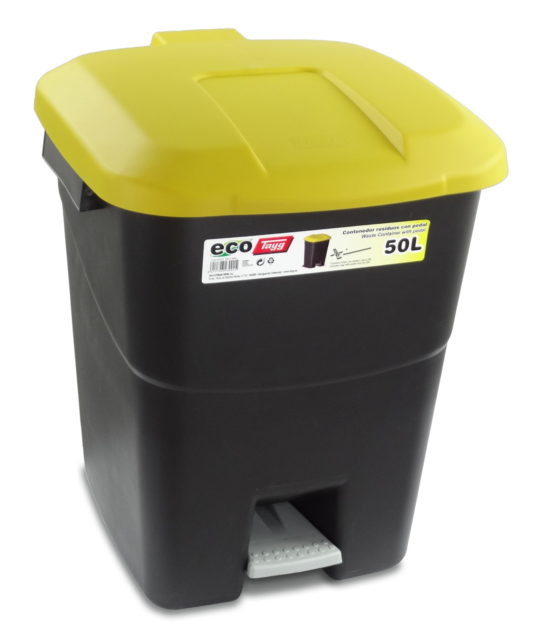 

Ведро для мусора EcoTayg 50л, с педалью, с крышкой, 40*43*51см