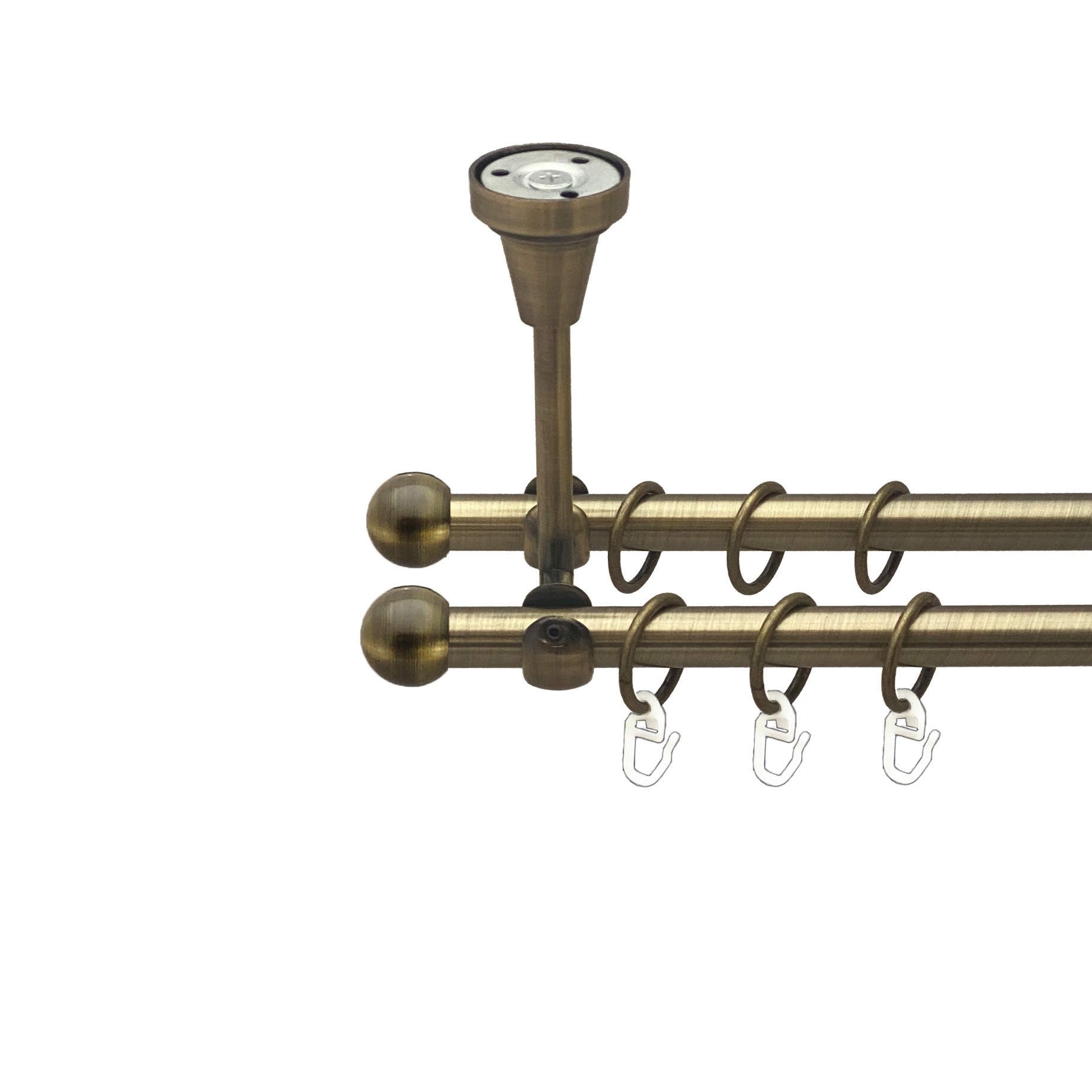 

Карниз Orvit Куля Болонь металевий дворядний відкритий до стелі гладка труба кільце металеве Антик 16\16 мм 300 см (00-00016914)