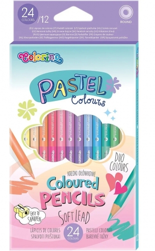 

Карандаши цветные круглые двусторонние 12 шт х 24 цв. PASTEL COLORINO 87737PTR