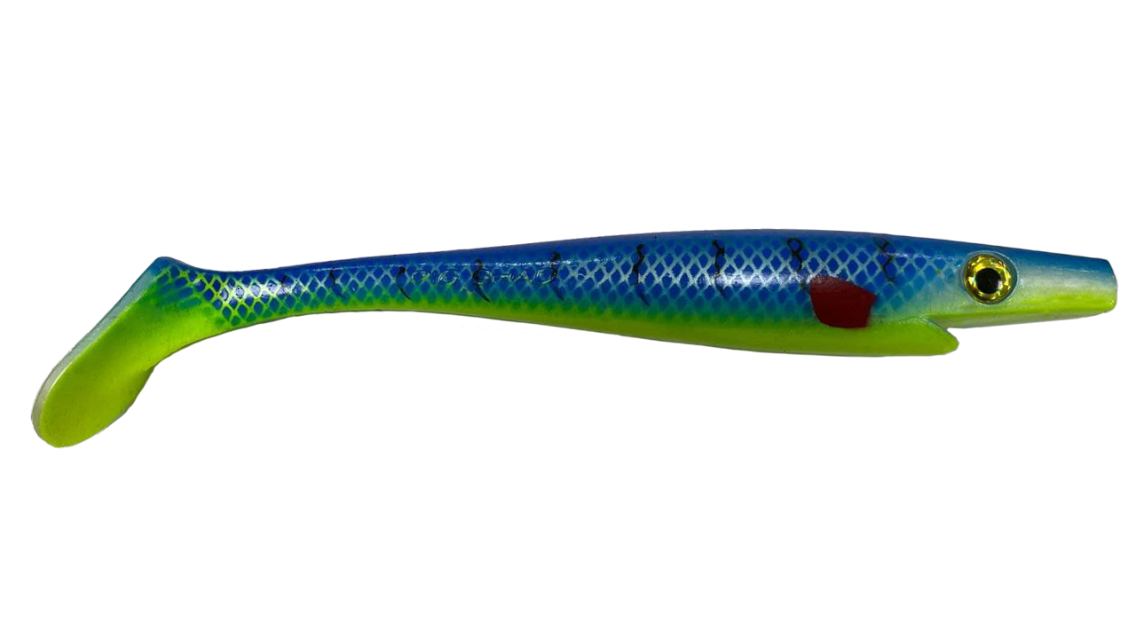 

Силиконовая приманка Strike Pro Pig Shad, 230 мм, 90 гр, (SP-172A#YELLOW-BLUE) (152696)