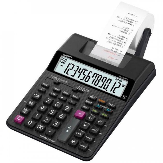 

Калькулятор Casio полупрофессиональный с адаптером 165х295х65 мм 12-битный черный (HR-150RCE-WB-EC)