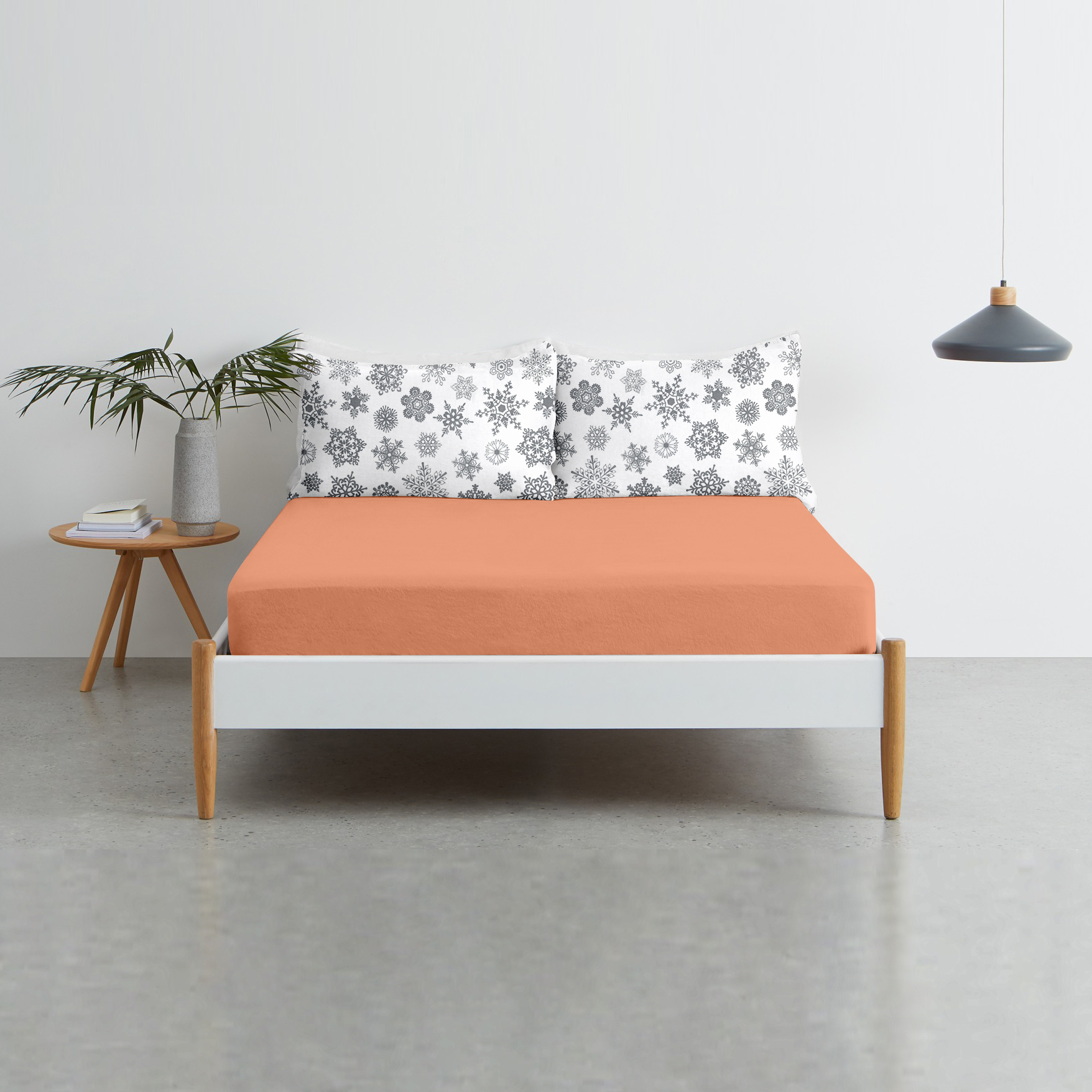 

Простынь на резинке Cosas Snowflakes Grey Terrakot 160x200x20 + наволочки 50х70 2 шт