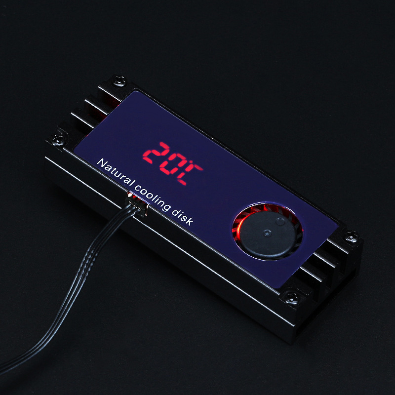 

Охлаждающий радиатор с кулером и дисплеем температуры для M2 2280 SSD NVMe черный