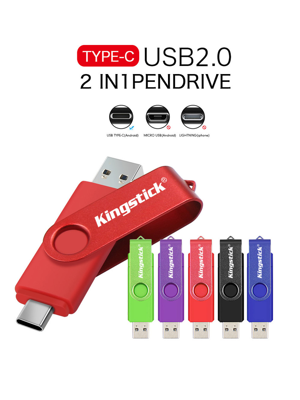 OTG USB Флешка 2в1 для компьютера или телефона TYPE-C/USB 2.0 64ГБ  Kingstick 64GB Черный – фото, отзывы, характеристики в интернет-магазине  ROZETKA от продавца: Gadget OFF | Купить в Украине: Киеве, Харькове, Днепре,